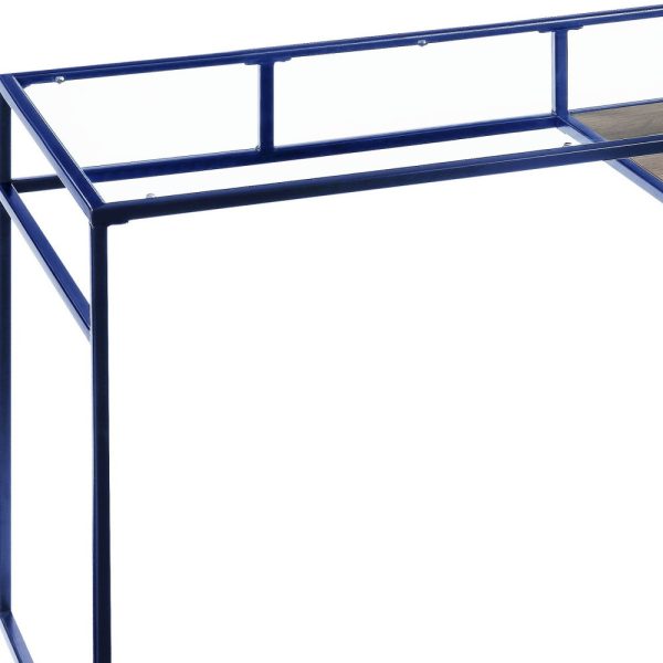 48" Clear and Blue Glass Writing Desk - Image 3
