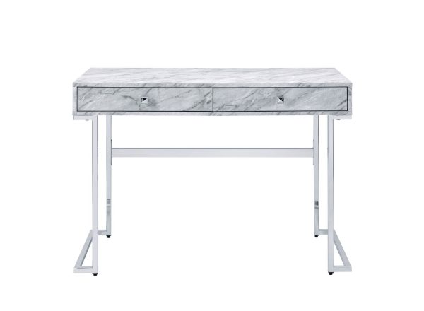 42" White Writing Desk With Two Drawers - Image 2