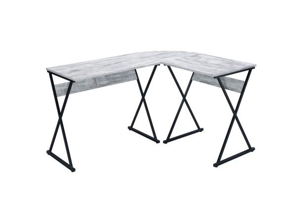 50" Antiqued White and Black L Shape Writing Desk - Image 2