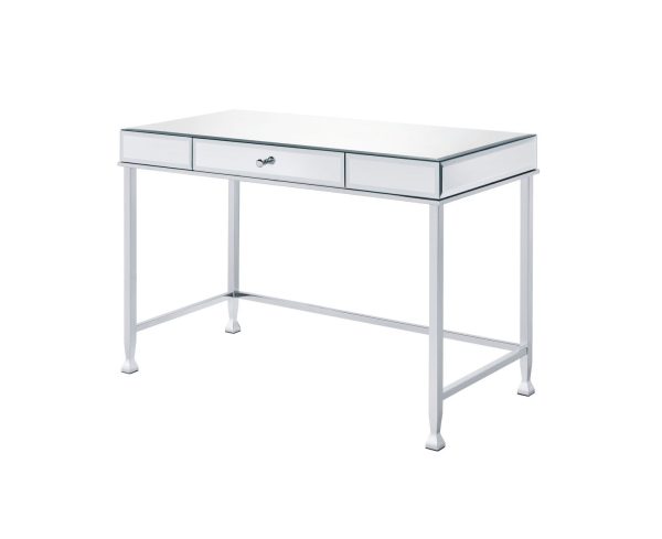 42" Clear and Silver Mirrored Writing Desk - Image 3