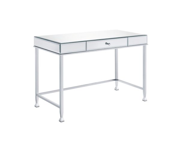 42" Clear and Silver Mirrored Writing Desk - Image 2