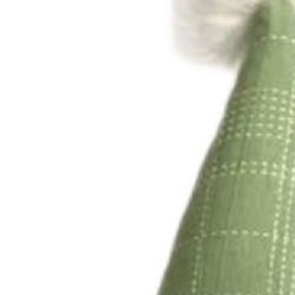 30" Green and White Fabric Sitting Gnome - Image 3