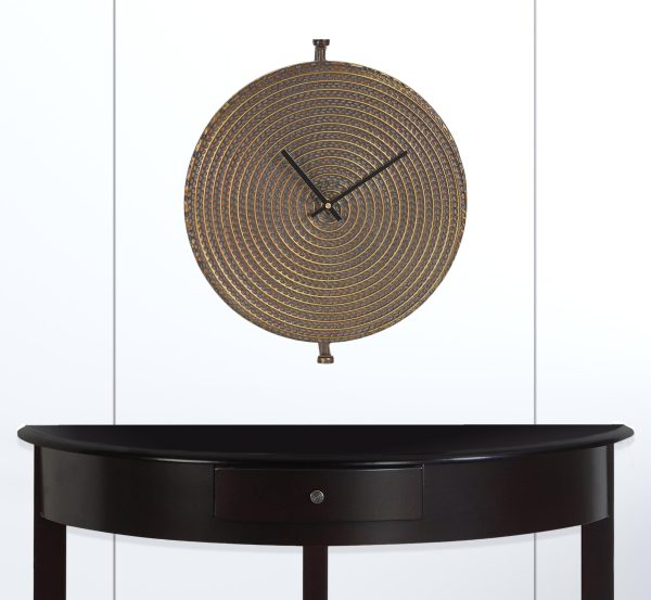 15" Circle Bronze Metal Analog Wall Clock - Image 2