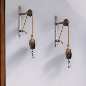 Set of Two 19" X 9" Brown and Silver Wood and Metal Hanging Dimensional Sculpture With Hooks