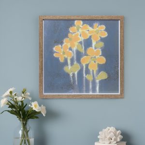 15" X 15" Blue and Yellow Flower Wood Framed Art