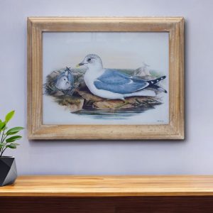 13" X 17" Natural and Blue Bird Solid Wood Framed Art