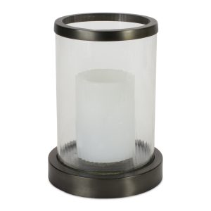 8" Black Flameless Tabletop Hurricane Candle Holder