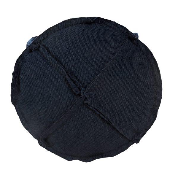 20" Blue Polyester Round Patchwork Indoor Outdoor Pouf Ottoman - Image 3