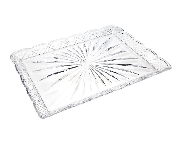 16" Clear Rectangular Crystal Serving Tray - Image 2