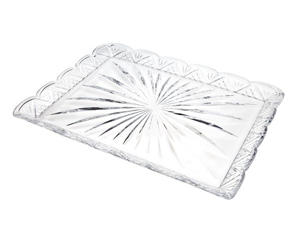 16" Clear Rectangular Crystal Serving Tray - Image 3