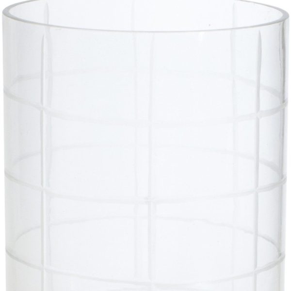 12" Silver and Clear Iron and Glass Geometric Tabletop Hurricane Candle Holder - Image 3