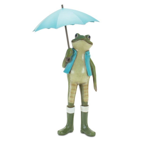 Set Of Two 11" Blue and Green Resin Frog Figurine - Image 3