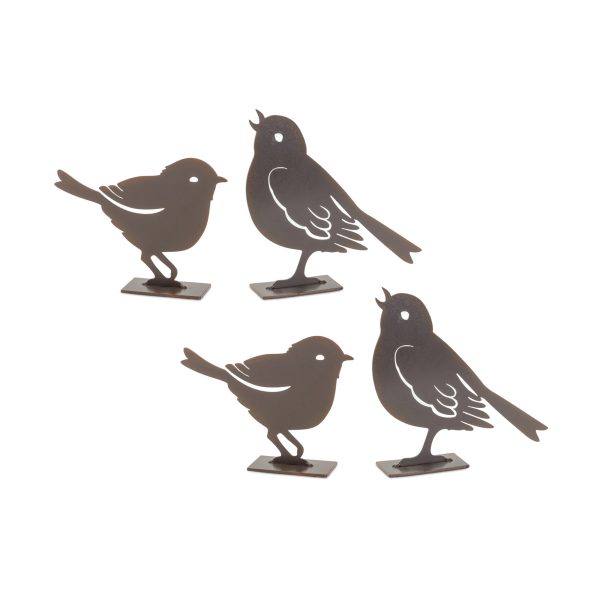 Set Of Four 6" Brown Metal Bird Bird Figurine - Image 2