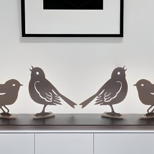 Set Of Four 6" Brown Metal Bird Bird Figurine