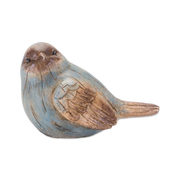 Set Of Six 3" Blue and Brown Polyresin Bird Bird Figurine - Image 3