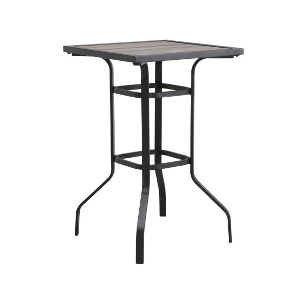 25" Brown and Black Square Metal Outdoor Bistro Table - Image 3