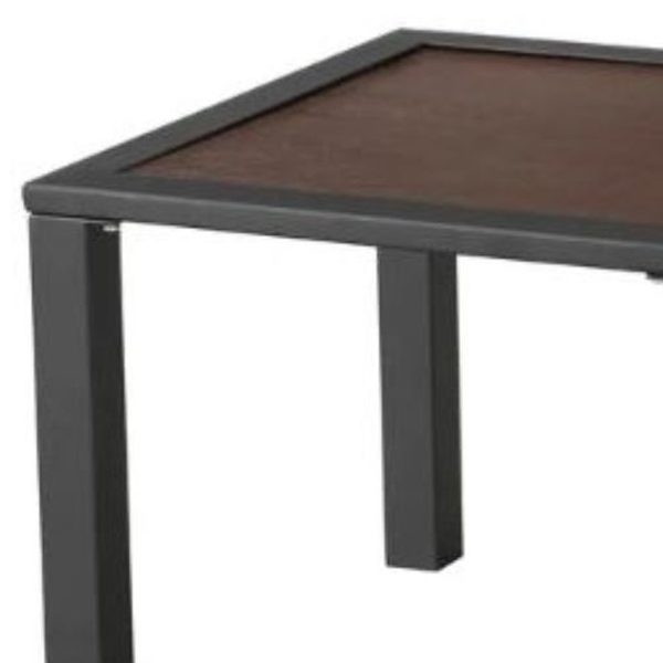 21" Brown and Black Square Metal Outdoor Side Table - Image 3