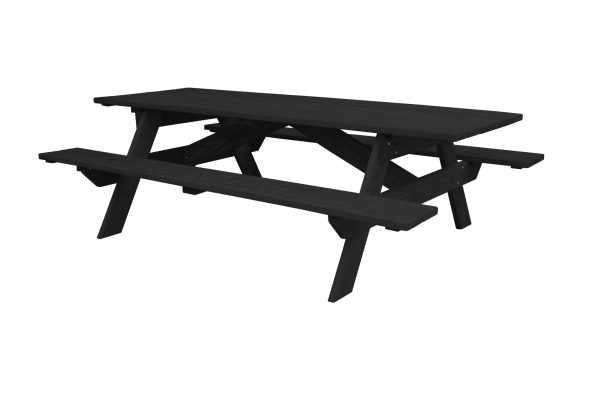 94" Charcoal Solid Wood Outdoor Picnic Table - Image 3