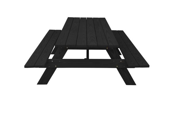 94" Charcoal Solid Wood Outdoor Picnic Table - Image 2