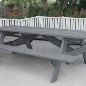 94" Gray Solid Wood Outdoor Picnic Table