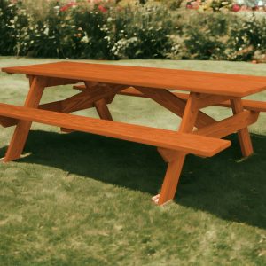 94" Red Solid Wood Outdoor Picnic Table