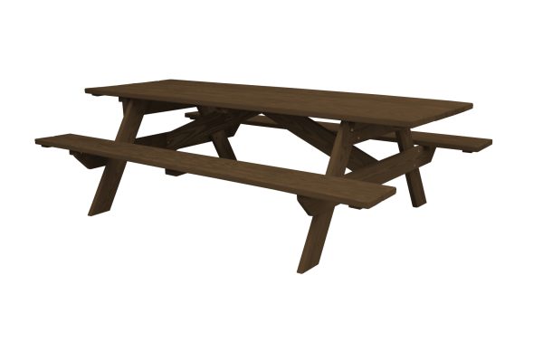 94" Dark Brown Solid Wood Outdoor Picnic Table - Image 2