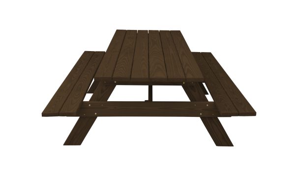 94" Dark Brown Solid Wood Outdoor Picnic Table - Image 3