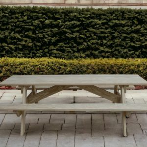 94" Natural Solid Wood Outdoor Picnic Table