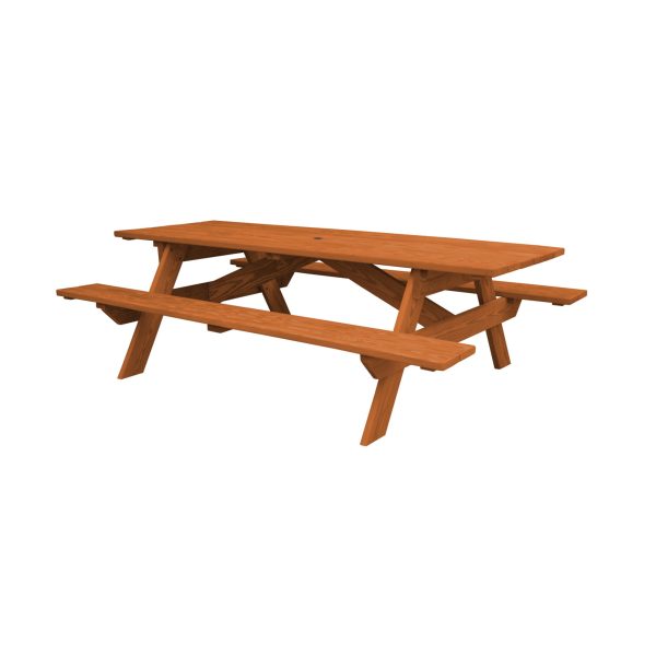 94" Cedar Chest Solid Wood Outdoor Picnic Table with Umbrella Hole - Image 3