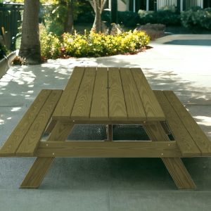 94" Green Solid Wood Outdoor Picnic Table with Umbrella Hole