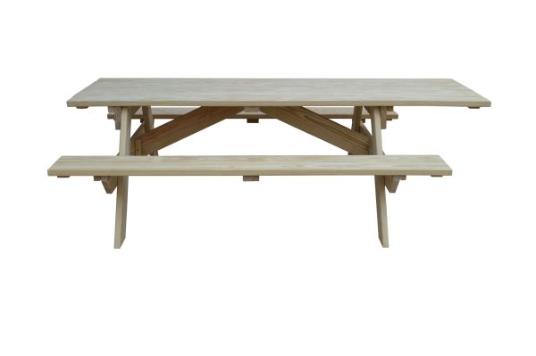 94" Natural Solid Wood Outdoor Picnic Table - Image 2