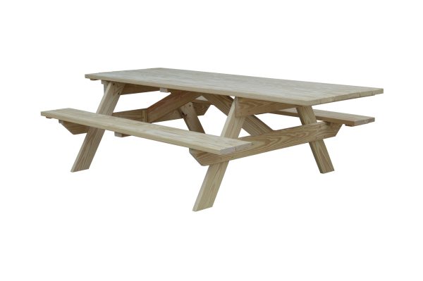 94" Natural Solid Wood Outdoor Picnic Table - Image 3