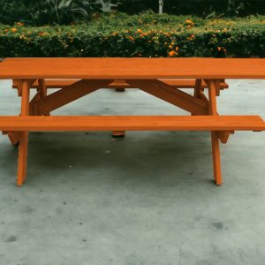 94" Redwood Solid Wood Outdoor Picnic Table