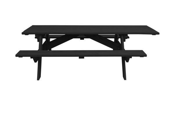 94" Charcoal Solid Wood Outdoor Picnic Table - Image 2