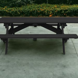 94" Charcoal Solid Wood Outdoor Picnic Table