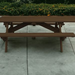 94" Dark Brown Solid Wood Outdoor Picnic Table