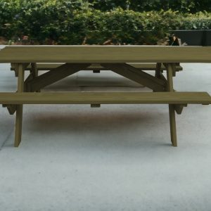 94" Green Solid Wood Outdoor Picnic Table