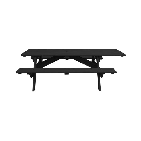 94" Charcoal Solid Wood Outdoor Picnic Table with Umbrella Hole - Image 2