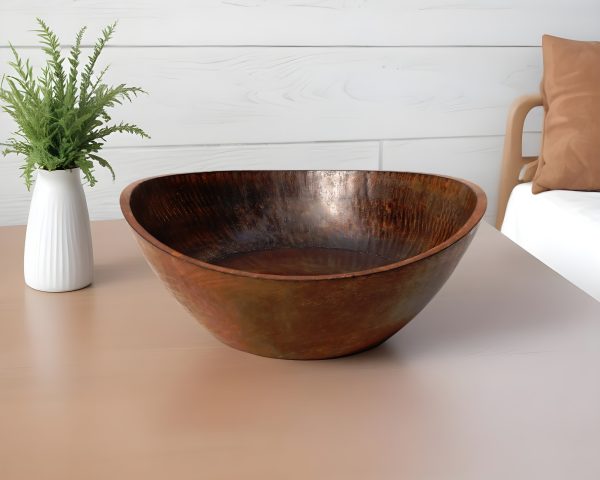 12" Brown Mod Curve Edge Wood Low Salad Bowl - Image 2