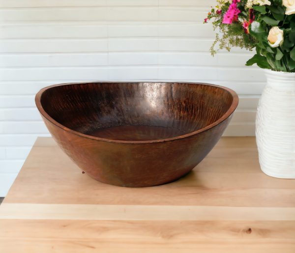 12" Brown Mod Curve Edge Wood Low Salad Bowl - Image 3