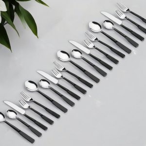 Matte Black Stainless Steel Twenty Piece Hand Forged Flatware Set