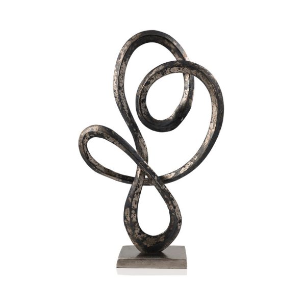 20" Black and Silver Rustic Aluminum Modern Abstract Tabletop Sculpture - Image 3