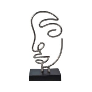 Set of Two Black and Silver Aluminum Abstract Faces Tabletop Sculptures