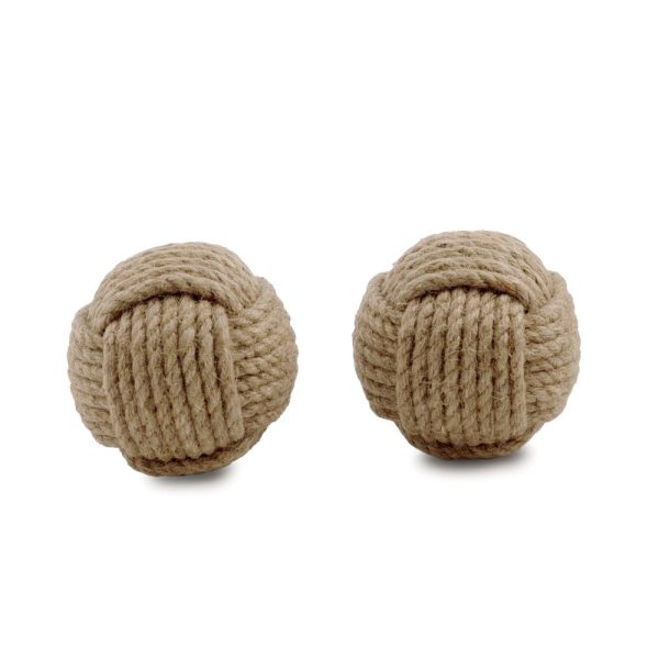 Set of Two Natural Jute Decorative Orb Tabletop Sculptures - Image 3