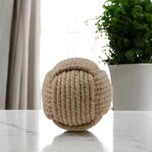 6" Natural Jute Decorative Orb Tabletop Sculpture