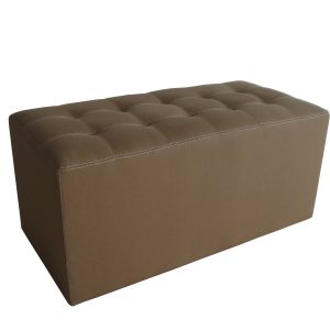 15" Tan Upholstered Faux Leather Bench