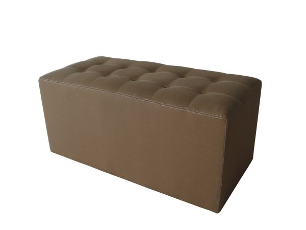 15" Tan Upholstered Faux Leather Bench - Image 3