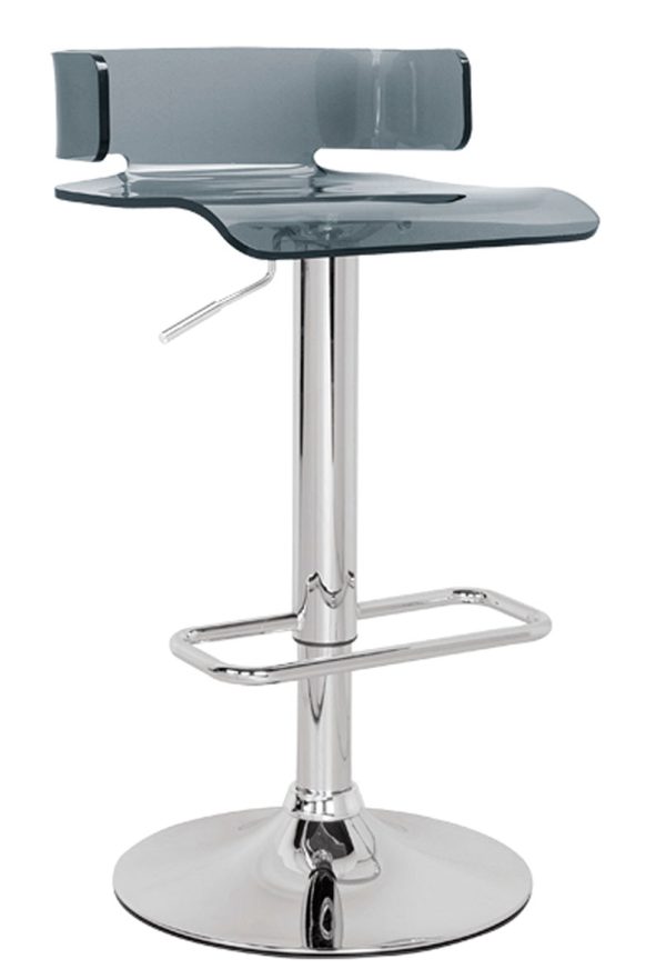 Gray And Silver Metal Swivel Low Back Adjustable Height Bar Chair - Image 2