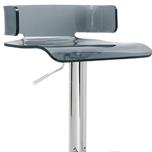 Gray And Silver Metal Swivel Low Back Adjustable Height Bar Chair - Image 4
