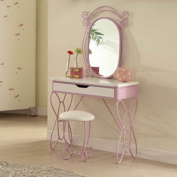 Lilac And White Butterfly Design Desk Vanity Dressing Table - Image 2
